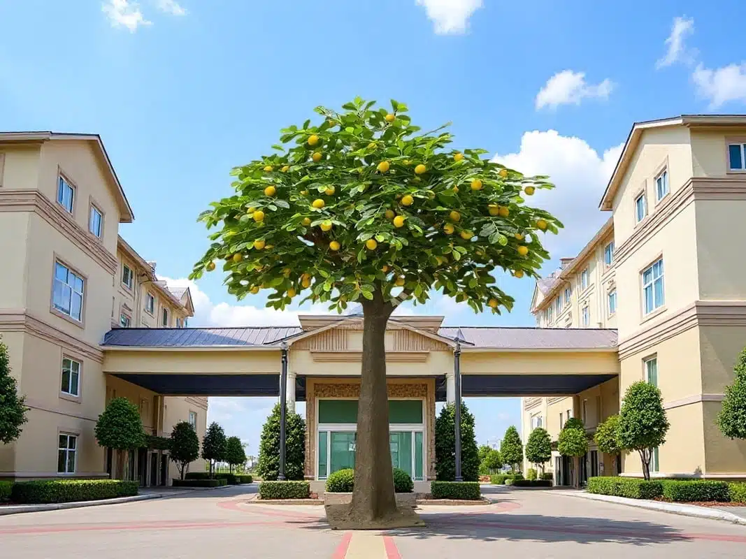 Artificial Lemon Tree Natural Wood Trunk