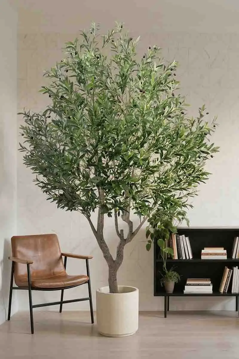 Luxury Hotel-Lobby Style Silk Olive Tree