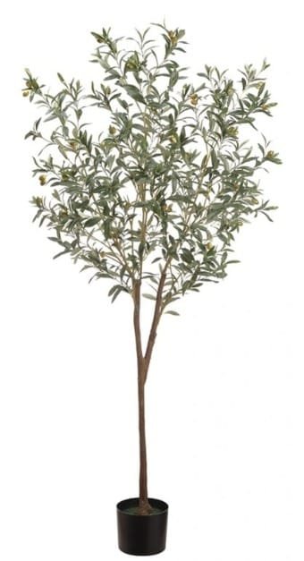 Silver-Toned Fake Olive Tree for Indoor Bright Rooms