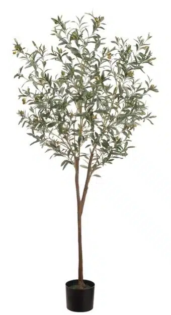 Silver-Toned Fake Olive Tree for Indoor Bright Rooms