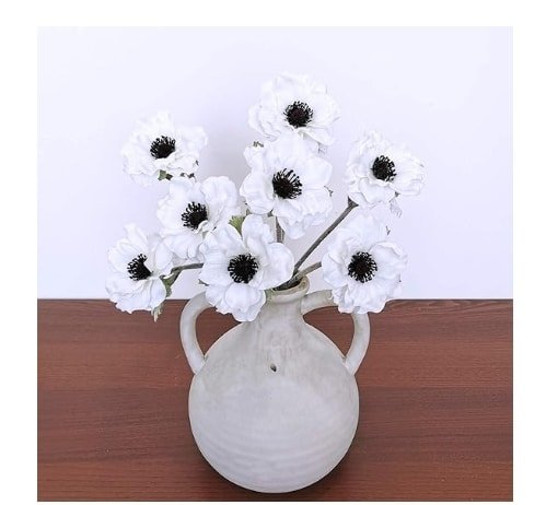 Faux Anemones with Flocked Centers