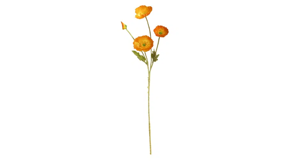 Artificial Long-Stem Poppies with Flocked Stems