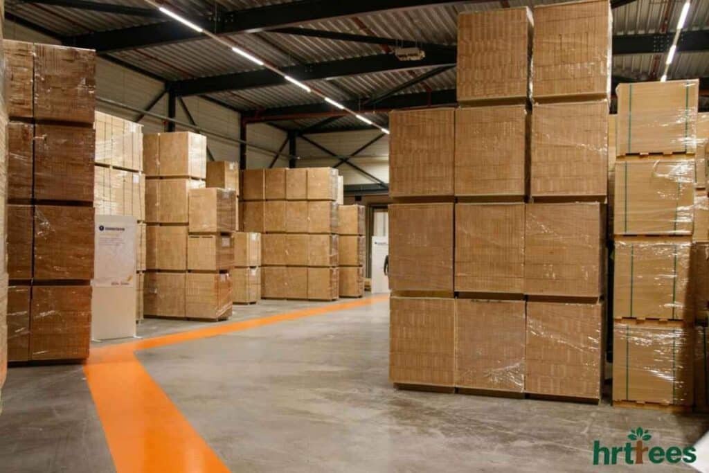 Boxes full of artificial plants in china factory 