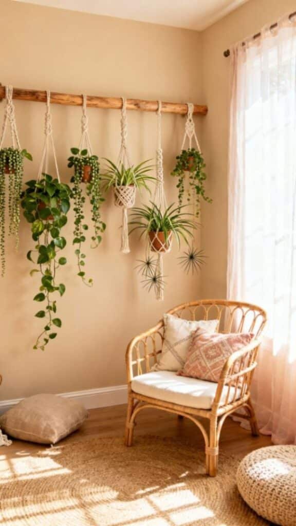 Fake Hanging Plants in living room