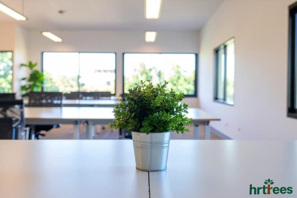 artificial potted plant in office desk