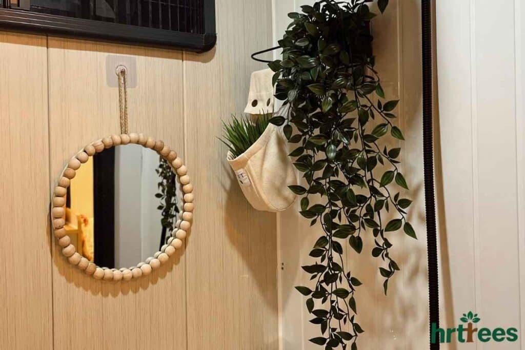 fake vines use for bathroom decor