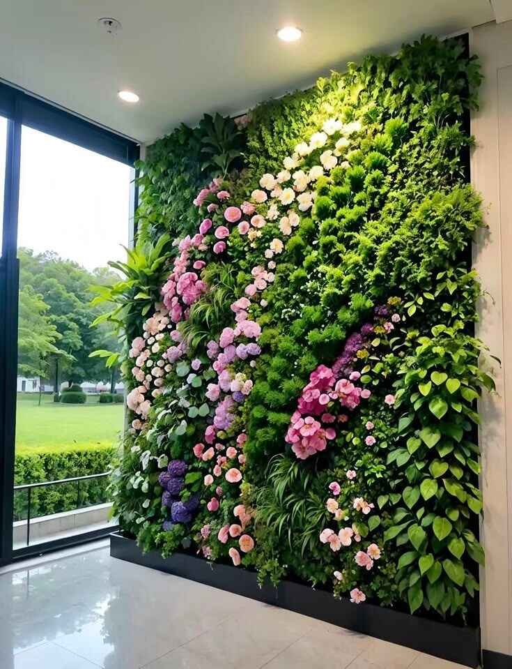 Flower-Infused Green Wall