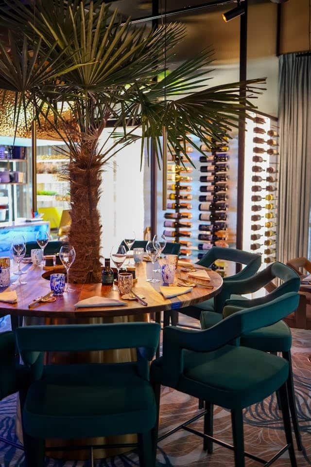Artificial pine tree for restaurant decor